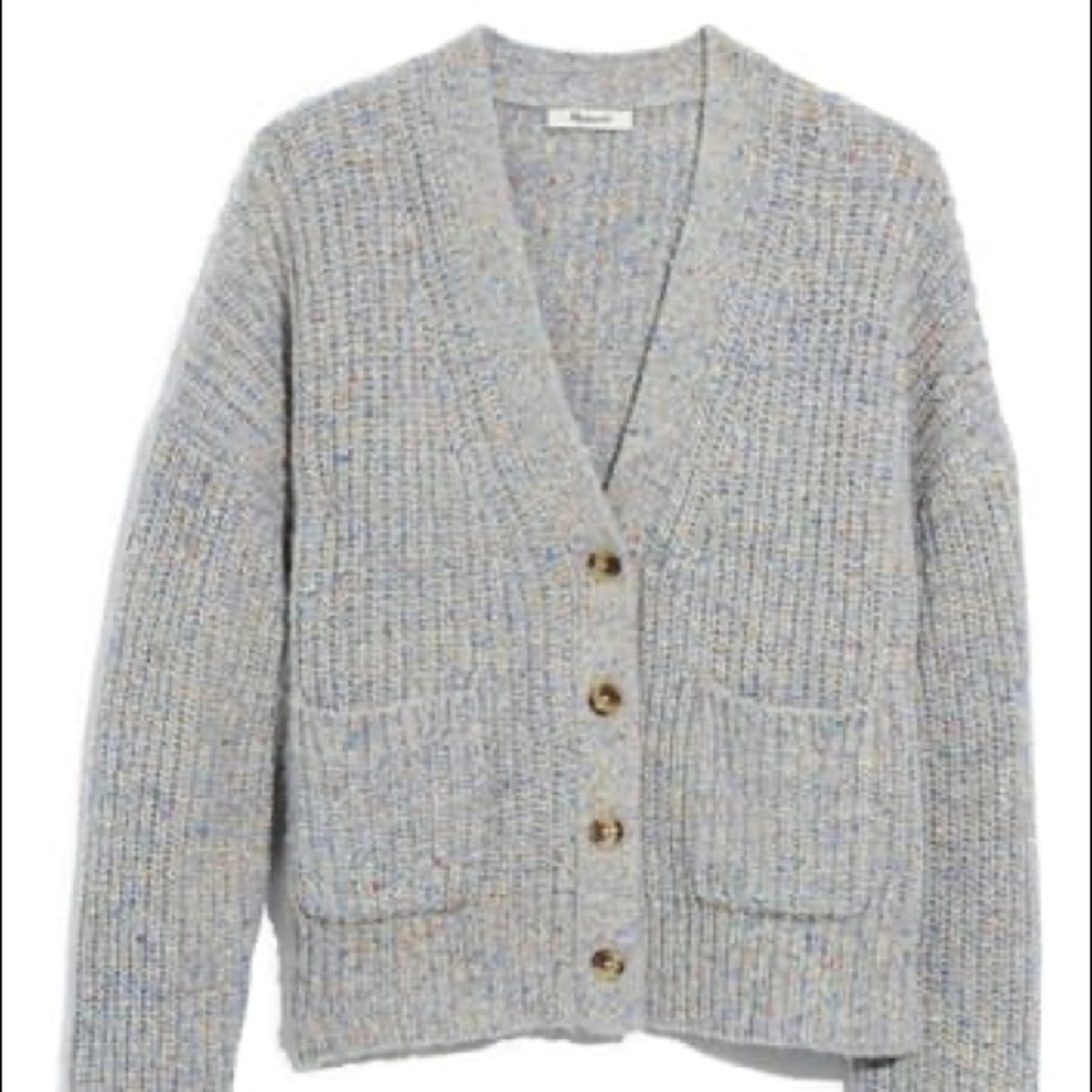 Madewell Speckled Rib Cardigan Blue Size M-L